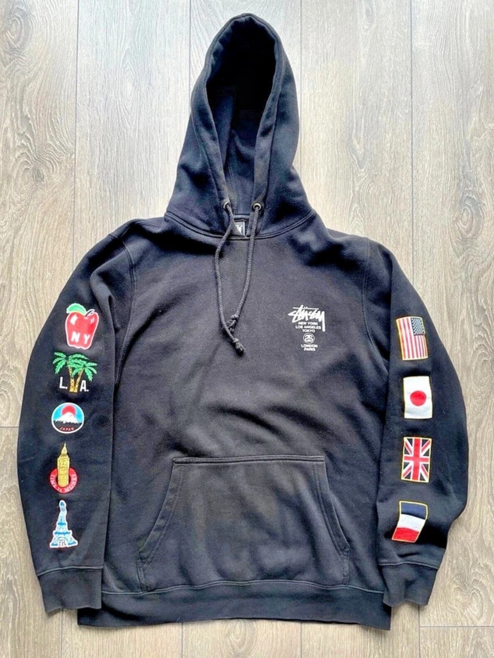 Stussy World Tour Hoodie Black Size Medium